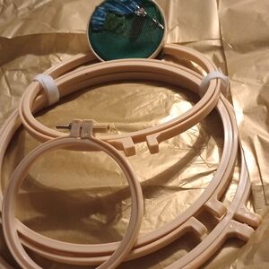 Set of Embroidery Hoops with Threads